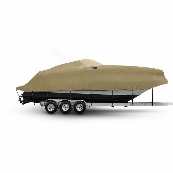 Eevelle Boat Cover CABIN CRUISER, Outboard Fits 28ft 6in L up to 120in W Khaki WSHPCBN28120B-KHA